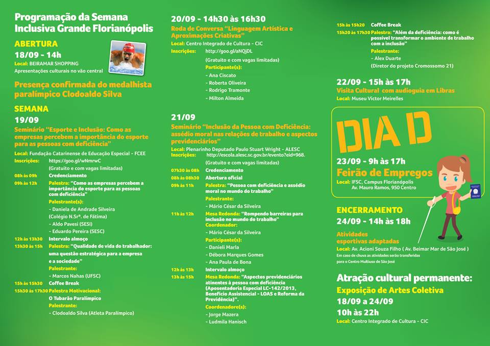 Programação Completa Semana Inclusiva 2017